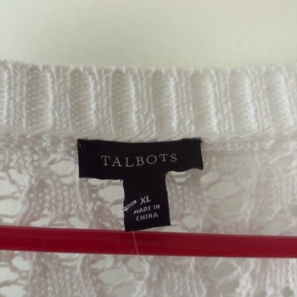 Talbots White Striped Cotton Blend Crewneck Pullover Sweater XL - Picture 3 of 8